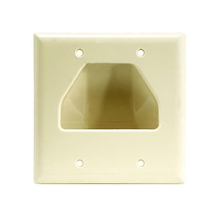 Cmple Wall Plate- 2-Gang Recessed Low Voltage Cable- Ivory 516-N